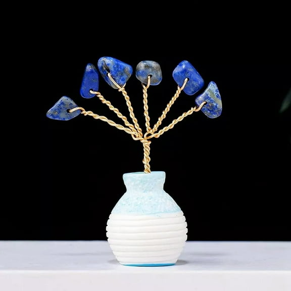 GKNET Natural Quartz Lapis Lazuli Crystal Crushed Stones Tree Micro Landscape Potting