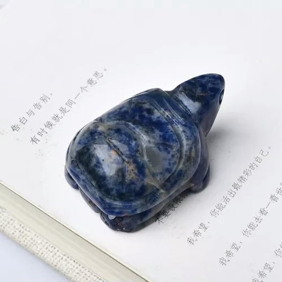 GKNET Natural Quartz Mini Longevity Turtle Carved Crystal Chakra Animal Figurine Decor-Blue Sodalite Quartz