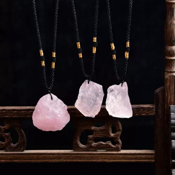 GKNET Natural Quartz Pendant Mineral Reiki Healing Crystal Rock Gemstone Necklace Gift-Rose Quartz-5Pcs