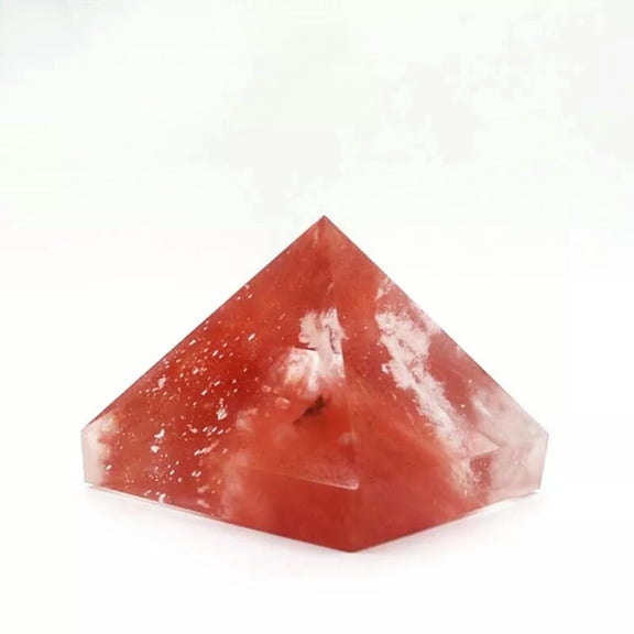 GKNET Natural Quartz Red Smelting Stone Pyramid Crystal Healing Rock Energy Tower Gift