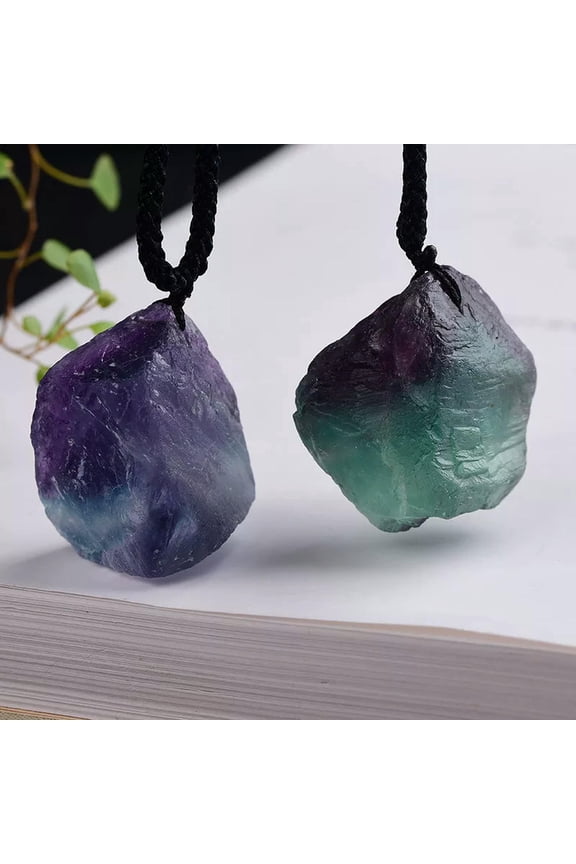 Natural Rainbow Fluorite Gemstone Pendant Healing Quartz Crystal Necklace Gift