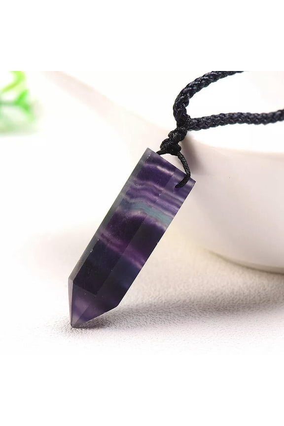 Natural Rainbow Fluorite Pendant Quartz Crystal Necklace Healing Rock Stone US