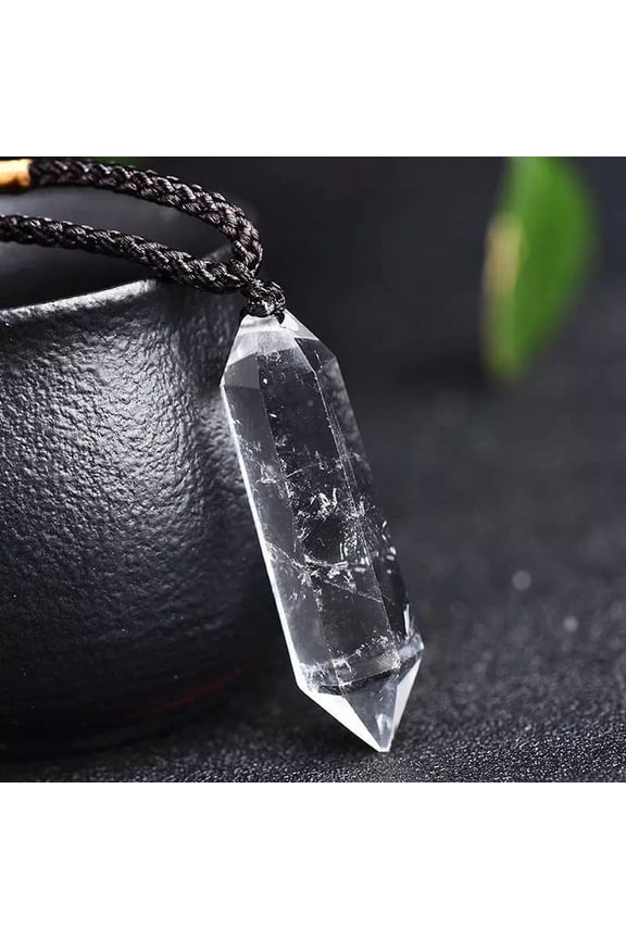 Natural Raw Clear Quartz Crystal Point Pendant Healing Obelisk Necklace Gemstone