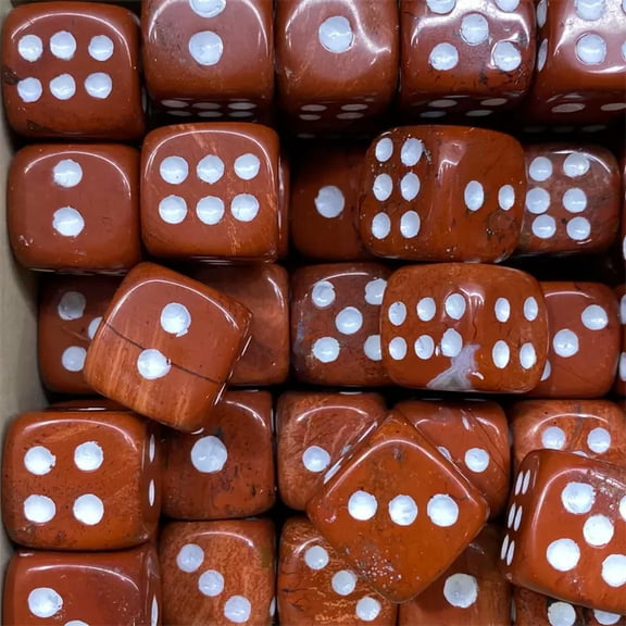 GKNET Natural Red Jasper Hand Carved Dice Quartz Crystal Reiki Healing gift 2PCS