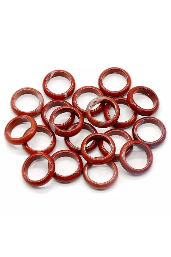Natural Red Jasper Quartz Crystal Agate Round Finger Band Rings Healing Gem Gift