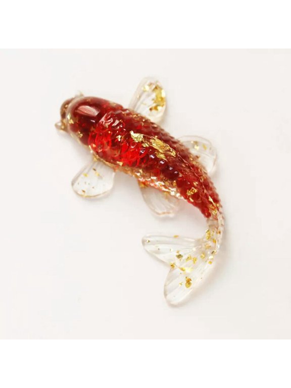 Natural Red Jasper Quartz Crystal Gravel Carved Drops Glue Koi Lucky Fish Decor