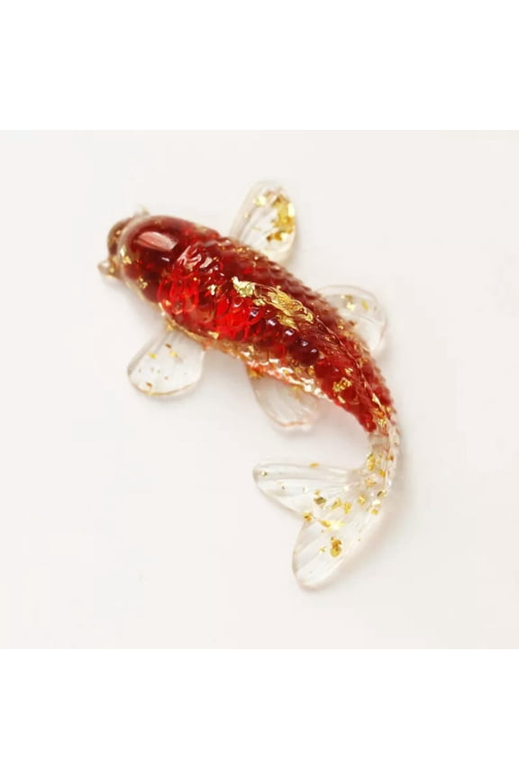 Natural Red Jasper Quartz Crystal Gravel Carved Drops Glue Koi Lucky Fish Decor