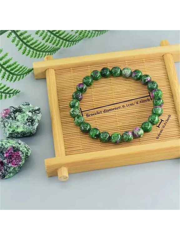 Natural Ruby Zoisite Beads Crystal Healing Stretchy Bracelet For Courage 1pc