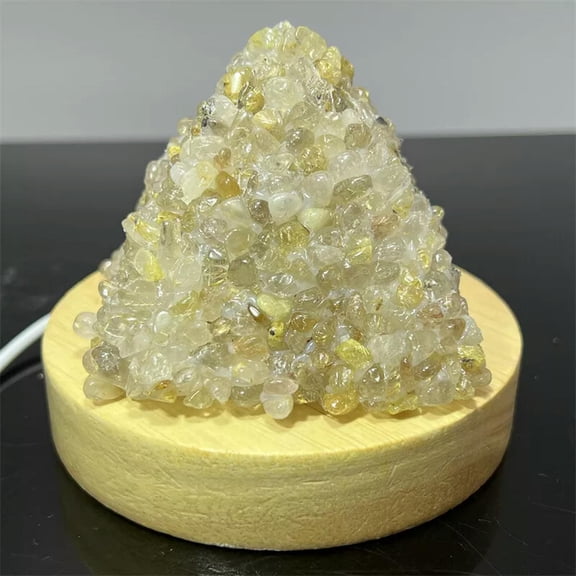 GKNET Natural Rutile Crushed stone pyramid Quartz Crystal USB Night lamp Gift 1PC