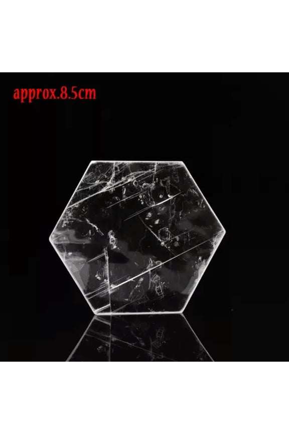 Natural Selenite Crystal Polished Charging Plate Morocco Reiki Cleanse Crystal-Hexagonapprox.8.5cm80g