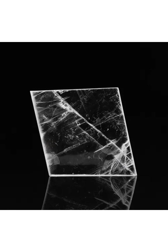 Natural Selenite Crystal Polished Charging Plate Morocco Reiki Cleanse Crystal-Rhombus:approx.10.5cm,70g