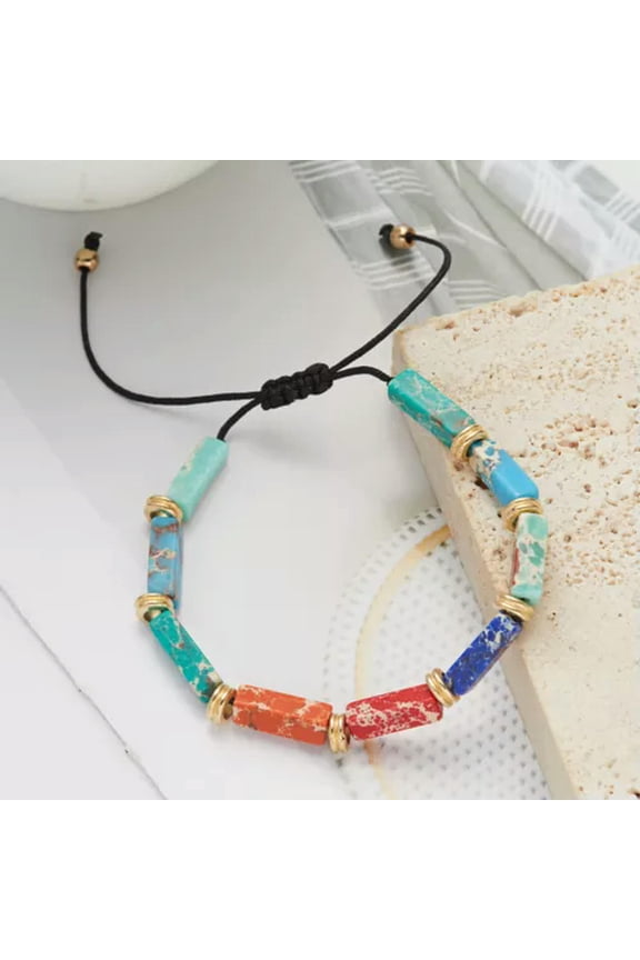 Natural Stone 7 Chakra Healing Bracelet Leather Bangle Charm Women Delicate Jewelry Gift-1-Colorful