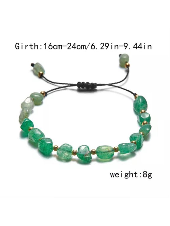 Natural Stone Crystal Good Luck Handmade Braided Bead Bracelet Adjustable Gift-Crystal Bracelet #11