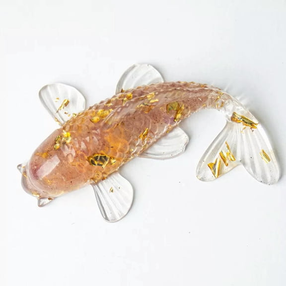 GKNET Natural Strawberry Quartz Crystal Gravel Koi Statue Lucky Fish Epxoy Resin Decor