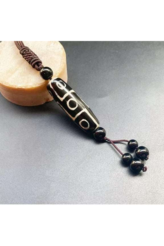 Natural Tibet Agate Jade Dzi Heaven Nine Eye Bead Buddhist Crystal Pendant Decor