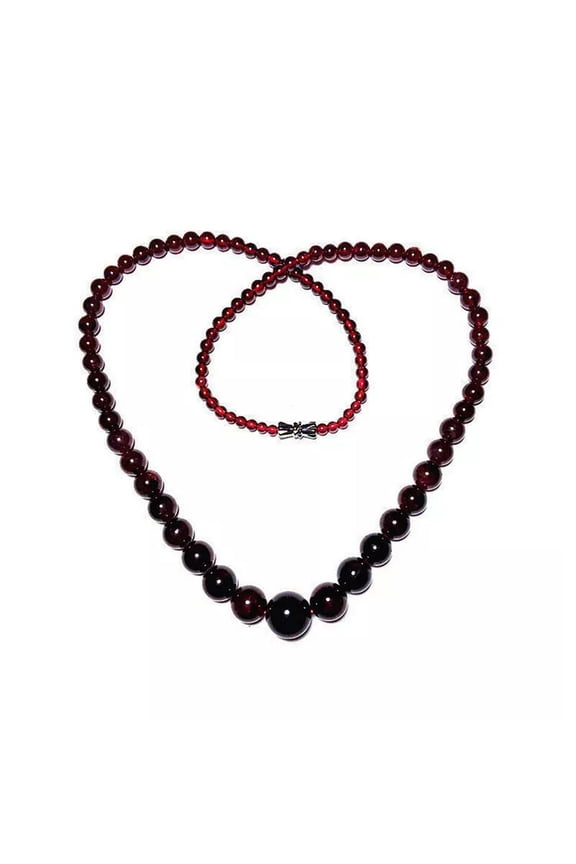 Natural Wine Red Genuine 5-11Mm Garnet Round Gemstone Beads Necklace 18"