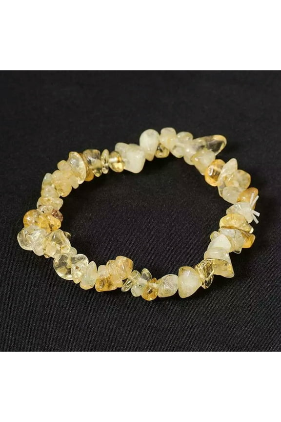 Natural Yellow Citrine Gem Quartz Crystal Stretchy Bangle Energy Bracelet Amulet