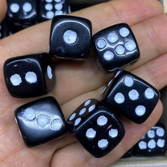 GKNET Natural obsidian Quartz Hand Carved dice Quartz Crystal Reiki Healing gift 2PCS