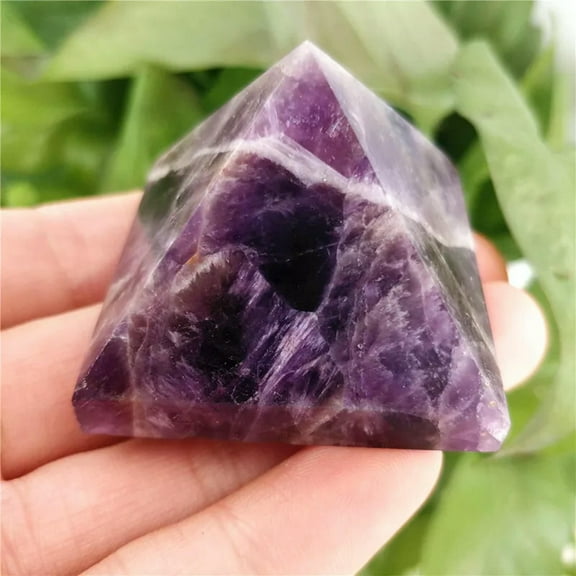 GKNET Natural y Amethyst Quartz Crystal Healing Pyramid Stone Energy Tower Decor