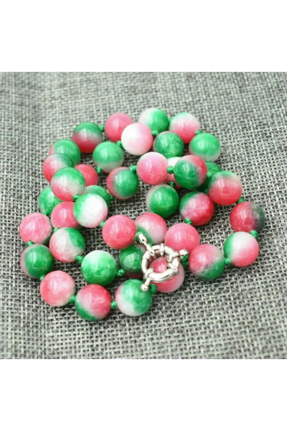 New 10mm Natural Noble New Jade Gemstone Necklace 18"##HK2035