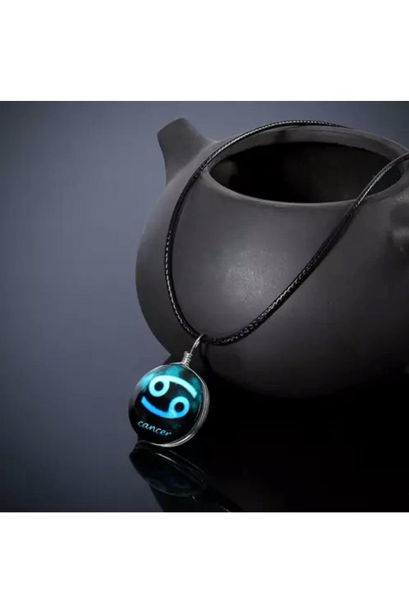 New Fashion Twelve Constellations Time Gem Necklace Clavicle Chain Jewelry-Cancer