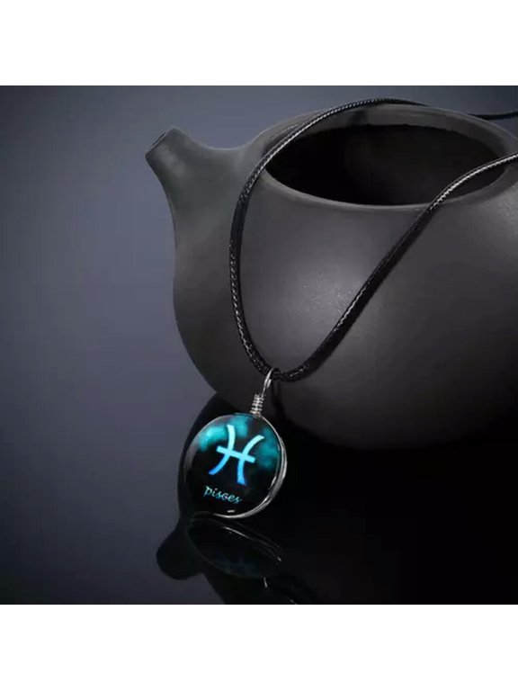 New Fashion Twelve Constellations Time Gem Necklace Clavicle Chain Jewelry-Pisces