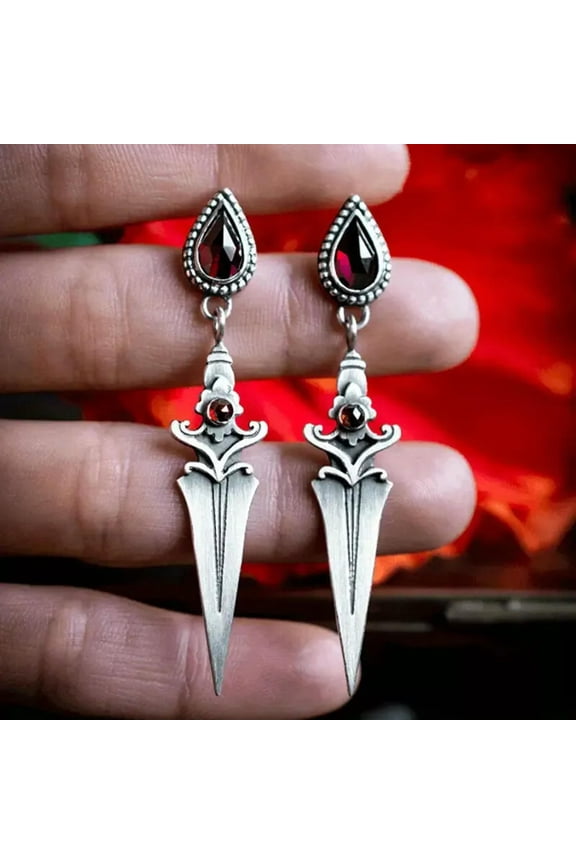 New Gothic Punk Earrings, Dagger Tassel Design Exaggerated Retro Style Jewelry