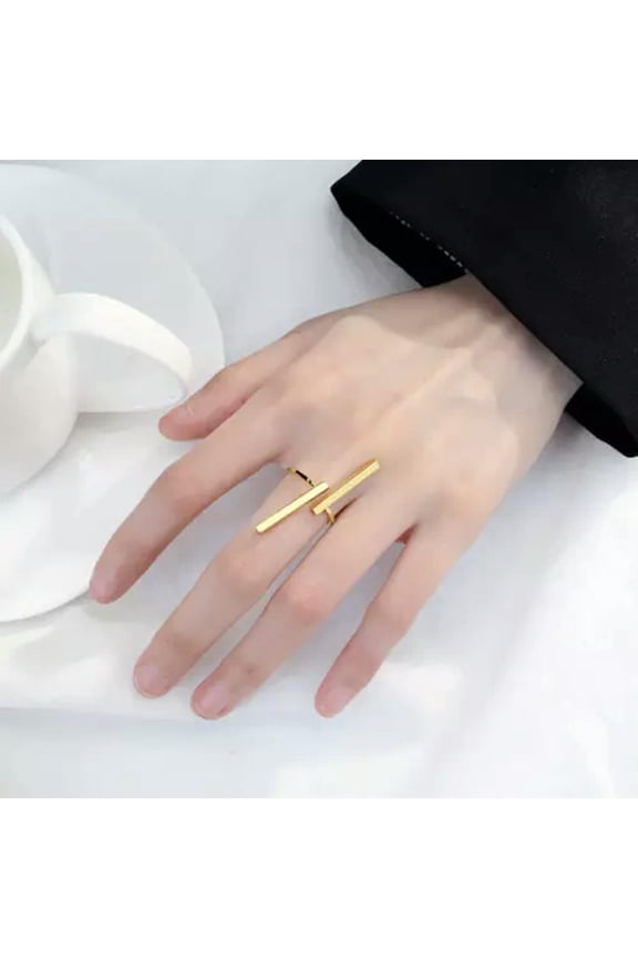 New Ideas Simplified Geometric Ring Open Adjustable Ring Cocktail Party-Gold
