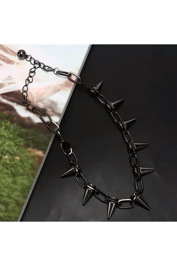 New Spike Rivet Punk Collar Necklace Goth Rock Biker Link Chain Choker Jewe` WY4-Black