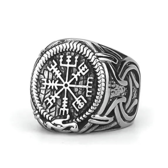 GKNET Nordic Viking Celtic Rune Men's Versatile Stainless Steel Rings Sizes 7-13