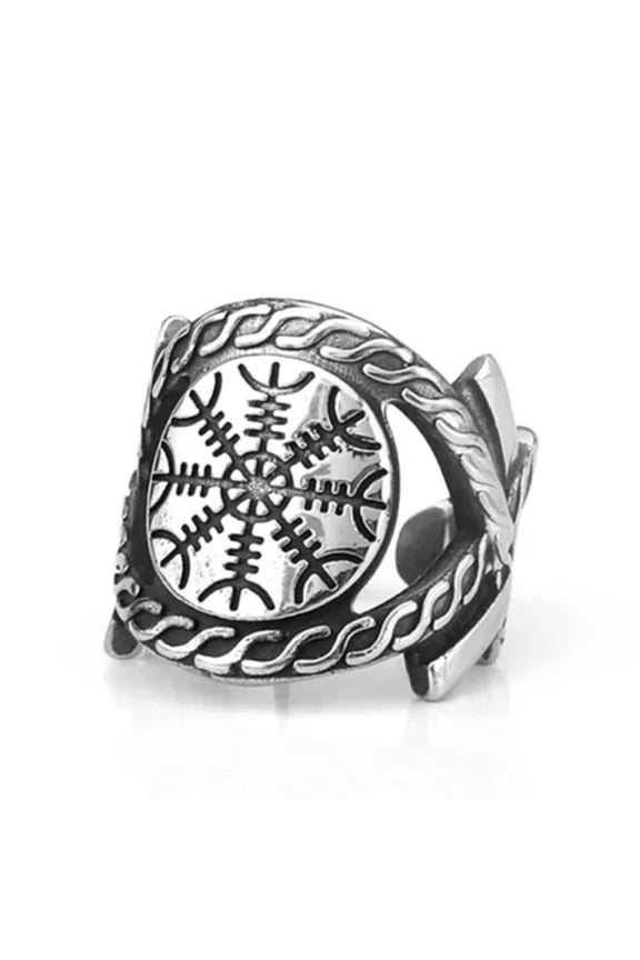 Nordic Viking Compass Men's Celtic Knot Stainless Steel Rings Sizes 7-13