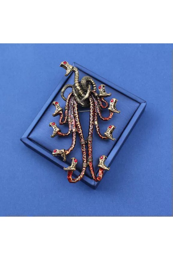 Nordic exaggerated hydra brooch Simple diamondencrusted snake brooch-s3