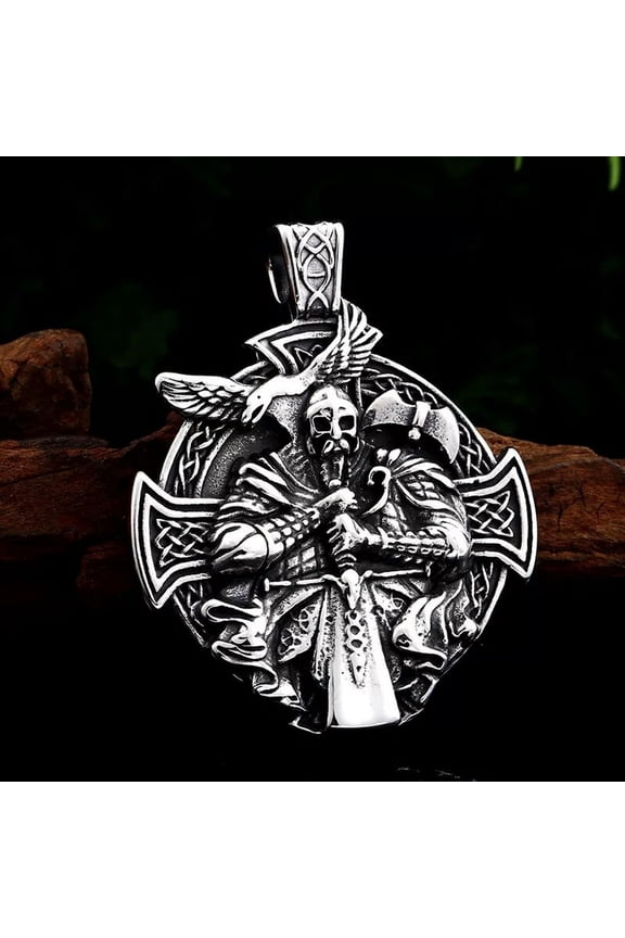 Norse Viking Odin Warrior Shield Pendant Necklace Men's Delicate Jewelry Chain 24" Gift