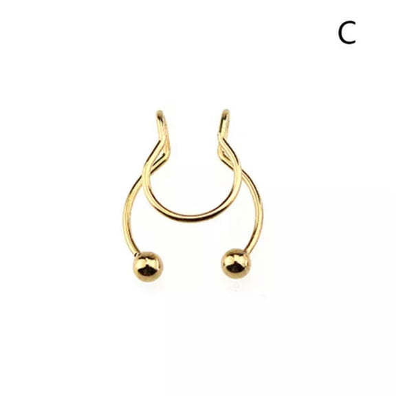 GKNET Nose Hoop Ring Clicker Delicate Jewelry Gem Nose Clip Cuff Non Piercing Stud Nostril_yi-C