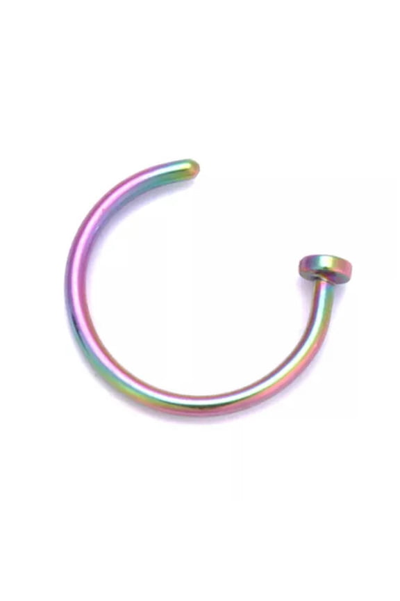 Nose Ring Surgical Steel Fake Nose Rings Hoop Lip Nose Rings Small Thin Piercing-rainbow-8mm