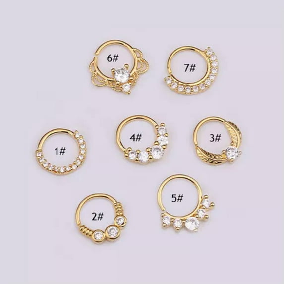 GKNET Nose Ring Zircon Tragus Hoop Cartilage Rings Body Delicate Jewelry Round Septum Ring NEW-gold-2