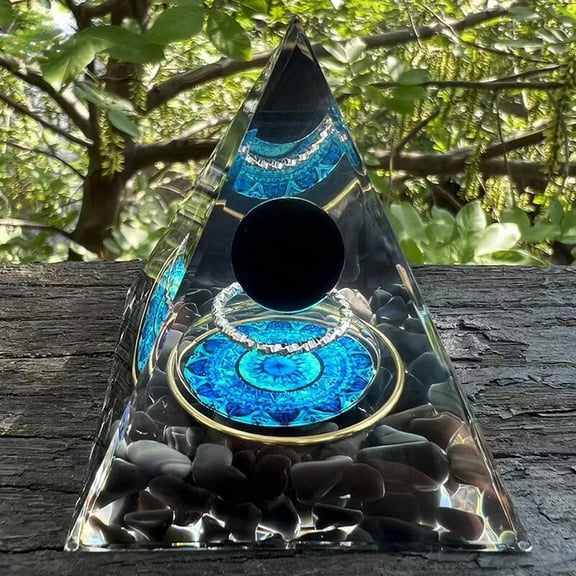 GKNET Obsidian Sphere Pyramid Energy Chakra Reiki Obsidian Crystal Orgone Pyramid