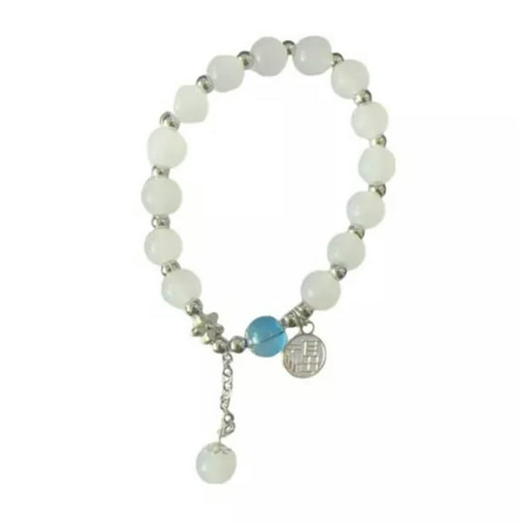 GKNET Opal Sea Blue Treasure Moonlight Crystal Bracelet Light Luxury Elastic Bracelet-A9