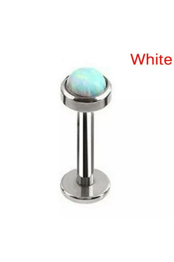 Opal labret Lip Ring Helix Earring Monroe Internally Thread Body Piercings Ring-White-16g (1.2 mm)