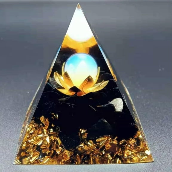 GKNET Orgone Pyramid Natural Crystal Orgonite Copper Flower Reiki Healing Meditation