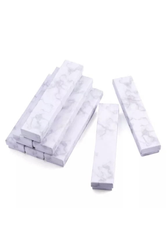 Paper Cardboard Boxes Marble White Earring Ring Box Delicate Jewelry Set Packaging-21x4.5x3.1cm - 24 boxes
