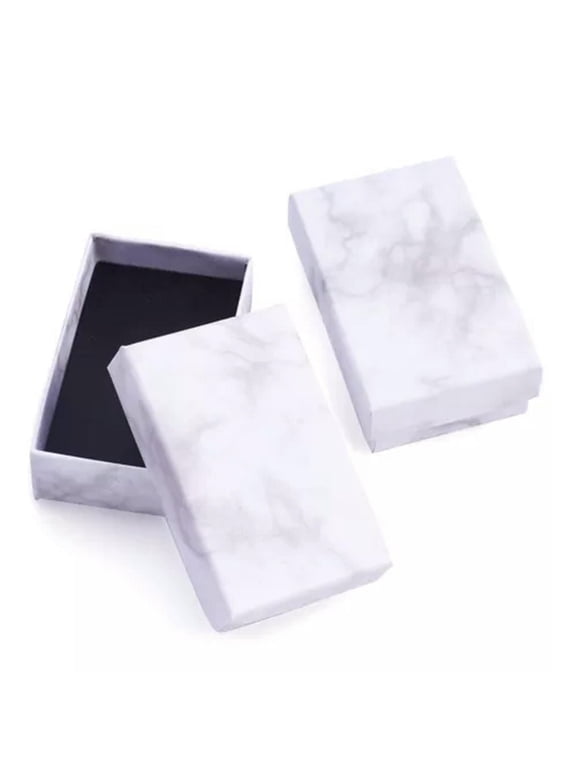Paper Cardboard Boxes Marble White Earring Ring Box Delicate Jewelry Set Packaging-8.1x5.1x2.7cm - 24 boxes