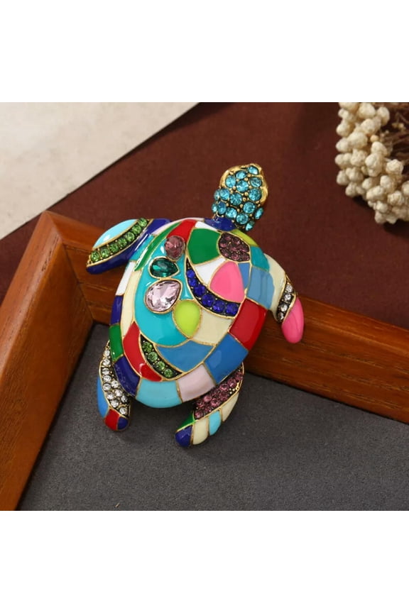 Patchwork oil painting turtle pin,Aquatic marine animal brooch,Exquisite gift
