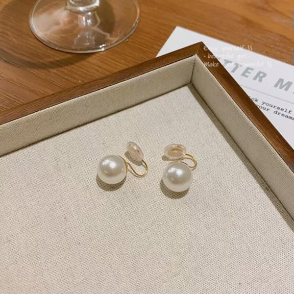 GKNET Pearl Ear Clip Fashion Without Ear Hole Earings Simple Ear Cuff Fake Piercing-14mm