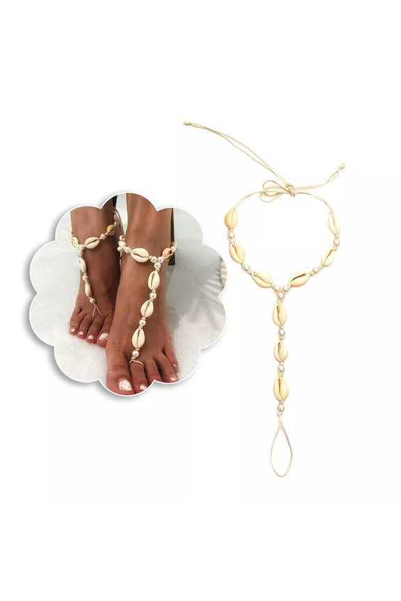 Pearl Shell Barefoot Sandal Anklet Foot Chain Toe Ring Beach Ankle Brac.MC