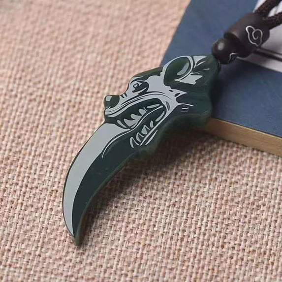 GKNET Pendant Necklace Men Buddhist Lucky Carved Charm Women Amulet Jade Jewelry