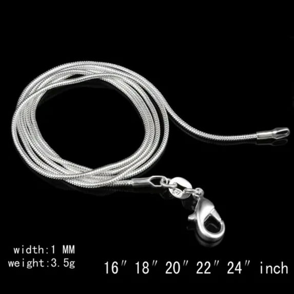 GKNET 925 Personality 1/2/6MM Snake Chains Men Women Pendant Necklace 16-24 Inch New/-1MM 16inches