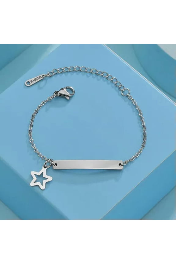 Personalised Custom Name Stainless Steel Bracelet Child Bangle Birthday Gift New-Star-Engrave One side