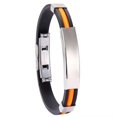 thumbnail image 1 of GKNET Personalised Stainless Steel Men's Bracelet Leather Bangle Daddy Custom Gifts-Orange, 1 of 8