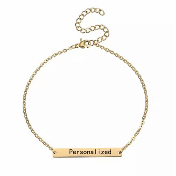 GKNET Personalized Bracelet Name Bracelet Custom Engraved Any Name Date Coordinate New-Gold